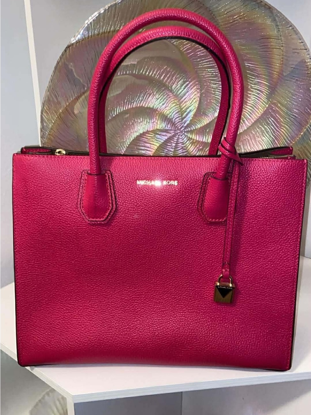 Michael Kors Hot Pink Leather Satchel Tote